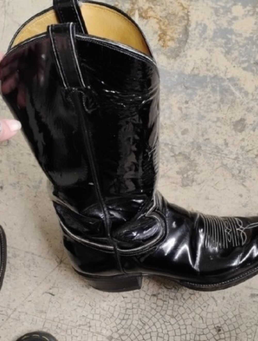 Tony Lama Size 12 Men's Black Patent Leather Western Boots